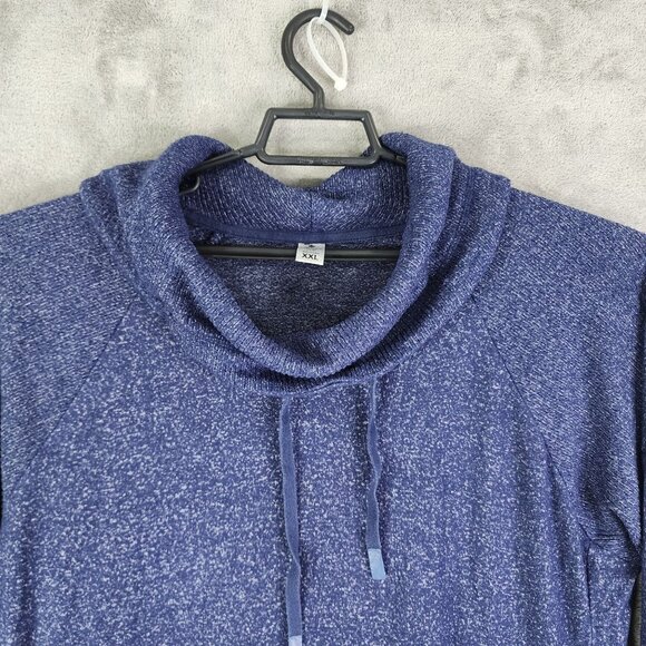 Womens Blue Favorite Lounge Top Shirt Cowl Neck & Pockets Long Sleeve Size XXL - Picture 4 of 11